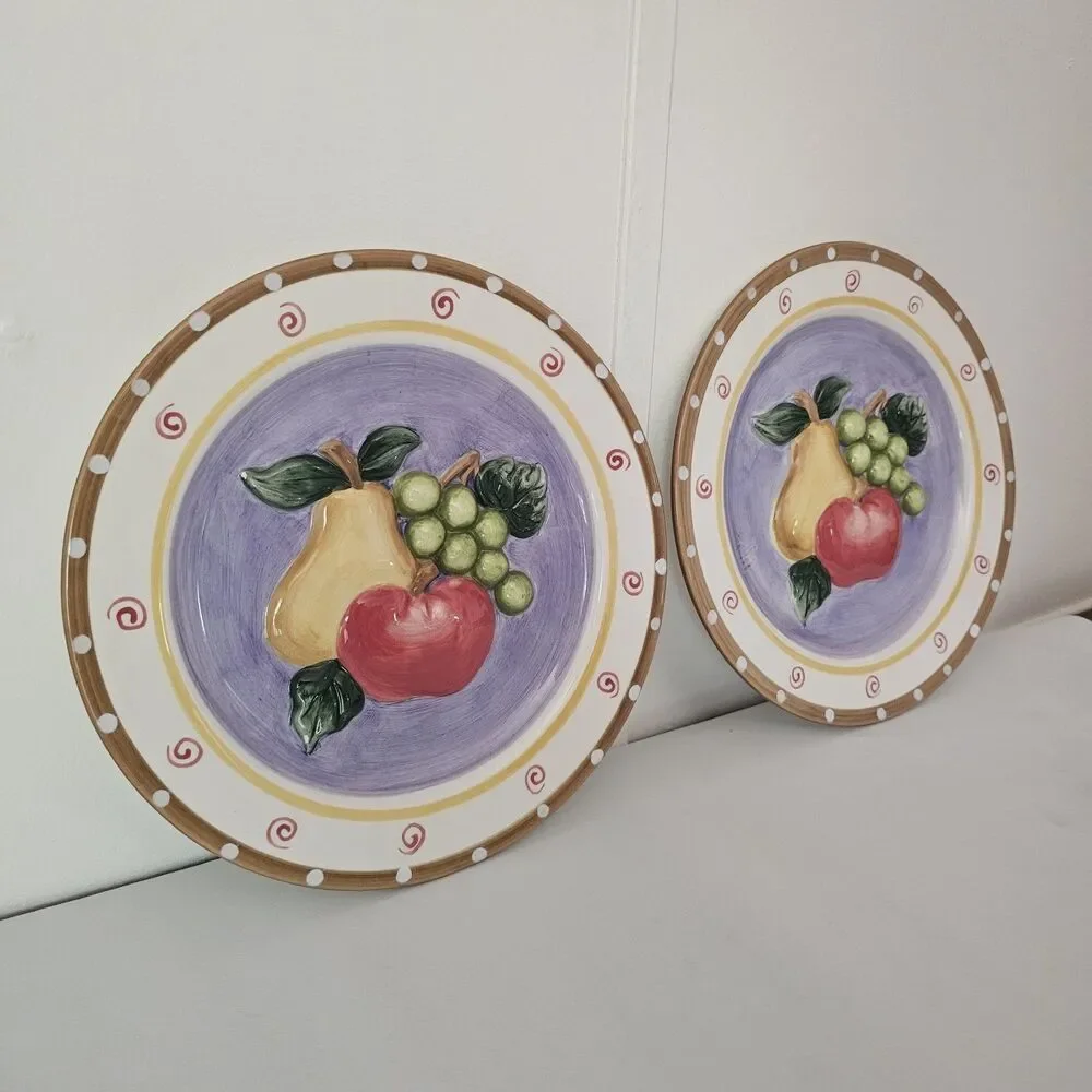 Set of 2 Vintage CBK Ltd 2002 Hand Painted Ceramic Plates 10